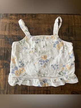 abercrombie kids White cropped Tank Top Floral Print size 7/8
